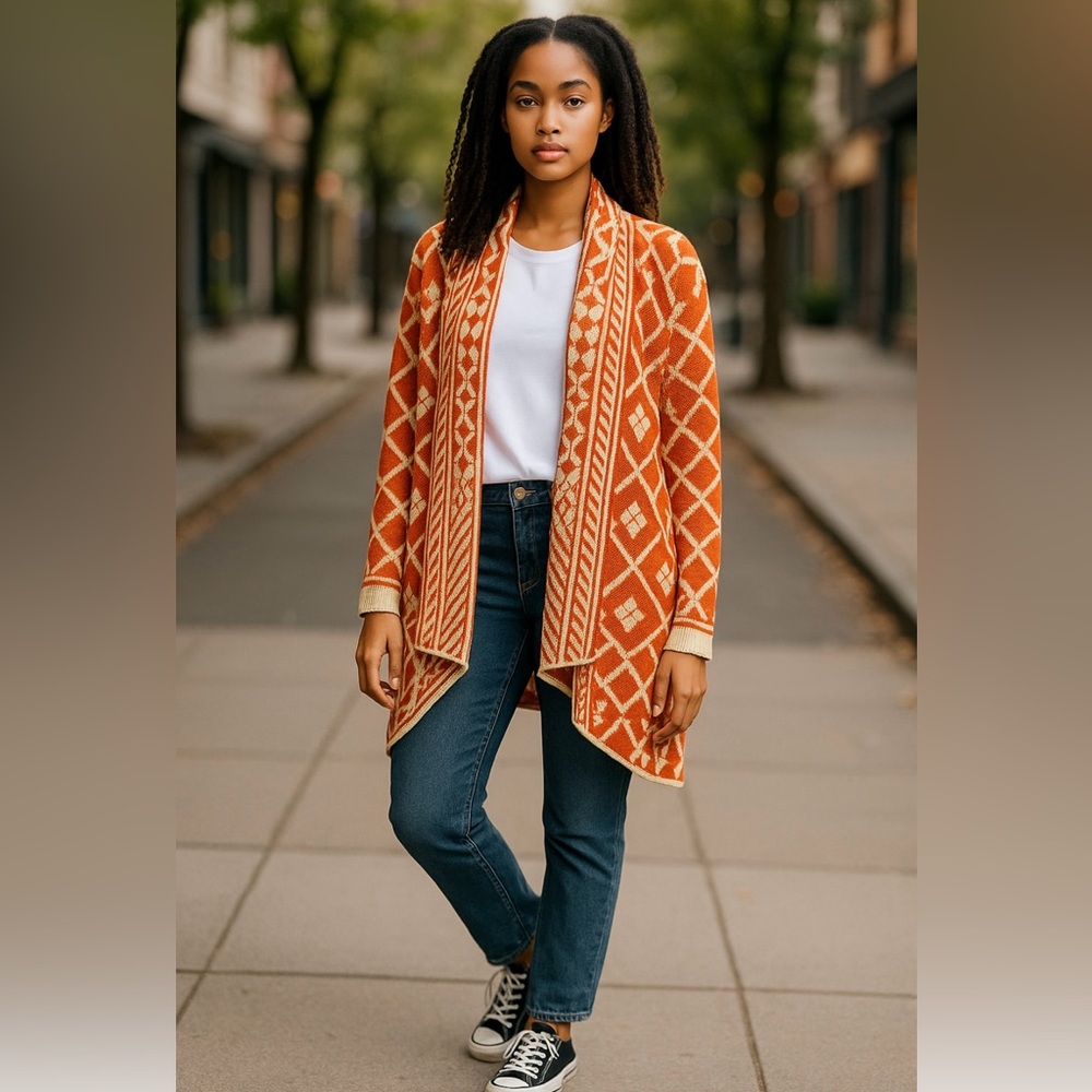 Orange Creek Geometric Knit Cardigan